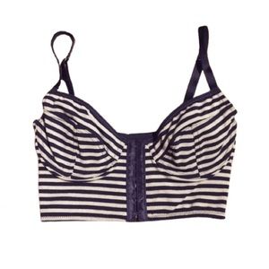Topshop Striped Longline Bralette Bra Top